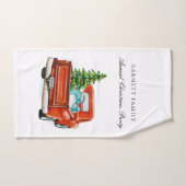  rode vrachtwagen kerstfeest gepersonaliseerd handdoek (Handdoek)