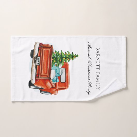  rode vrachtwagen kerstfeest gepersonaliseerd handdoek (Handdoek)