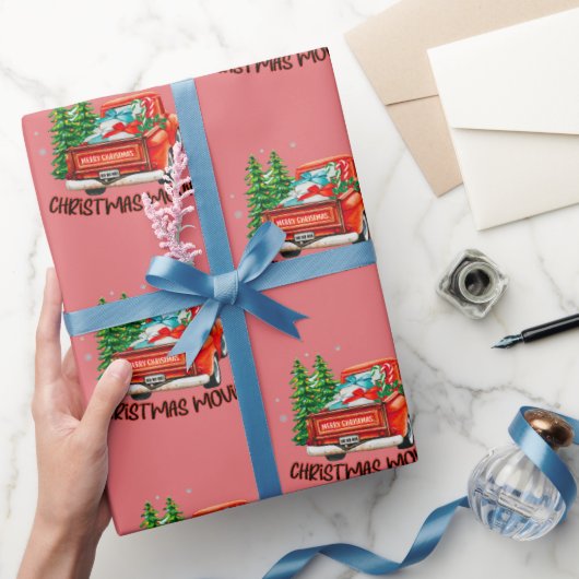  rode vrachtwagen kerstfilm cadeaupapier (Geschenken)
