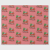  rode vrachtwagen kerstfilm cadeaupapier (Vlak)