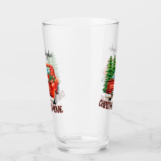  rode vrachtwagen kerstfilm glas (Rechts)