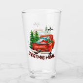  rode vrachtwagen kerstfilm glas (Voorkant)