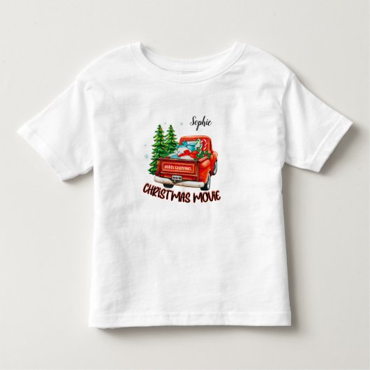 rode vrachtwagen kerstfilm kinder shirts (Voorkant)