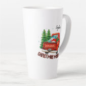 rode vrachtwagen kerstfilm latte mok (Rechterhoek)