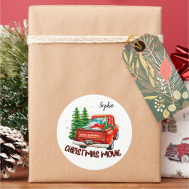 rode vrachtwagen kerstfilm ronde sticker