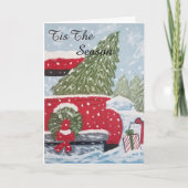 Rode vrachtwagen kerstkaart feestdagen kaart (Voorkant)