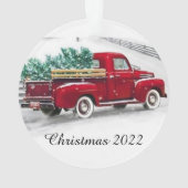 Rode vrachtwagen Kerstmis Acrylisch Ornament (achterkant)