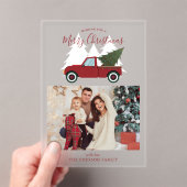 rode vrachtwagen Kerstmis Foto Acryl Uitnodigingen (Insitu (Draagbaar))