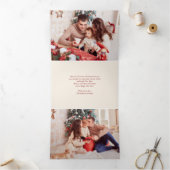 rode vrachtwagen Kerstmis Foto Drieluik Wenskaart (Binnen)