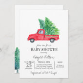 Rode Vrachtwagen Kerstmisuitnodiging, Rode Vrachtw Kaart (Voorkant / Achterkant)