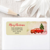  rode vrachtwagen kerstretour adreslabel etiket (Insitu)