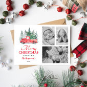 Rode Vrachtwagen Kerstvakantie 3 Foto Feestdagenkaart