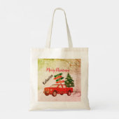 Rode Vrachtwagen Matching rustieke  Vrolijk Kerstf Tote Bag (Achterkant)
