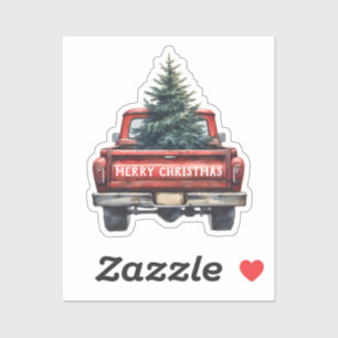  rode vrachtwagen Merry Christmas Contour Cut Sticker
