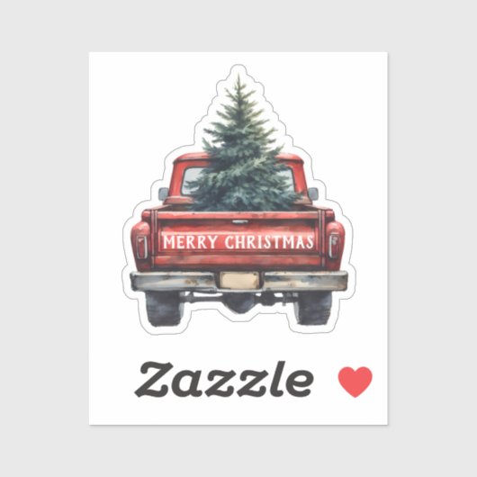  rode vrachtwagen Merry Christmas Contour Cut Sticker (Vel)