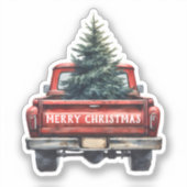  rode vrachtwagen Merry Christmas Contour Cut Sticker (Voorkant)