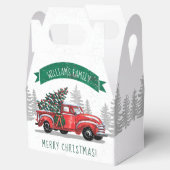 rode vrachtwagen Merry Christmas familienaam Bedankdoosjes (Geopend)