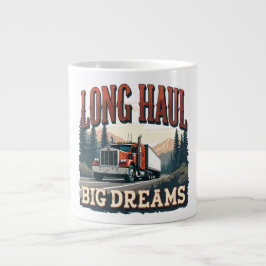Rode vrachtwagen met bergweg scène grote koffiekop