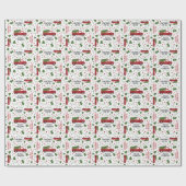  rode vrachtwagen met boomkerst cadeaupapier (Vlak)