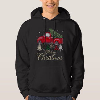 Rode vrachtwagen met buffelplaat en luipaard kerst hoodie