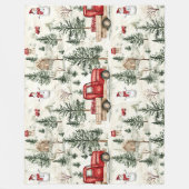 Rode vrachtwagen met cadeaus en sneeuwman fleece deken (Voorkant)