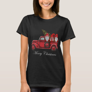 rode vrachtwagen met drie gnomen Merry Christma T-shirt