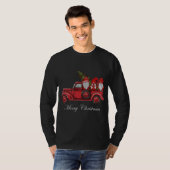  rode vrachtwagen met drie gnomen Merry Christma T-shirt (Voorkant volledig)