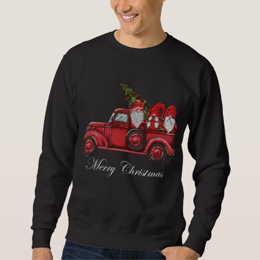 rode vrachtwagen met drie gnomen Merry Christma Trui (Voorkant)