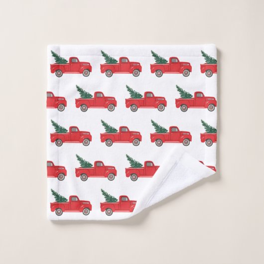 Rode Vrachtwagen met het Badhanddoek van het Boomp Bad Handdoek (Wasdoekje)
