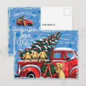  Rode Vrachtwagen met Honden Kerstfeest Uitnodiging Briefkaart (Voorkant / Achterkant)