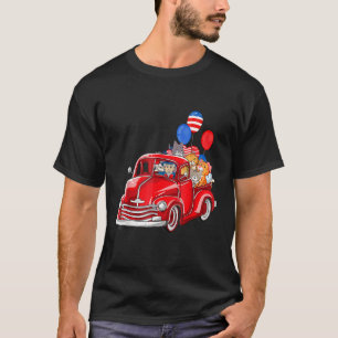 Rode vrachtwagen met katten 4 juli ballon kostuum t-shirt