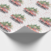  rode vrachtwagen met kerstboom cadeaupapier (Hoek)