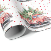  rode vrachtwagen met kerstboom cadeaupapier (Rol Hoek)