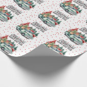 rode vrachtwagen met kerstboom cadeaupapier (Hoek)