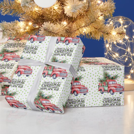 rode vrachtwagen met kerstboom cadeaupapier (Feestdagen)