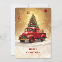 Rode vrachtwagen met kerstboom en cadeaus vakantie