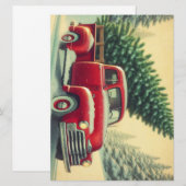  rode vrachtwagen met kerstboom feestdagenkaart (Voorkant / Achterkant)