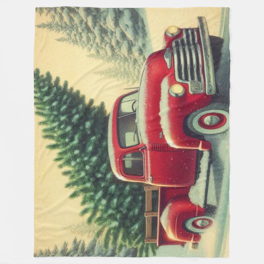 rode vrachtwagen met kerstboom fleece deken (Voorkant)