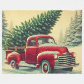 rode vrachtwagen met kerstboom fleece deken (Voorkant (Horizontaal))
