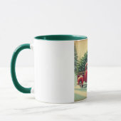 rode vrachtwagen met kerstboom mok (Links)