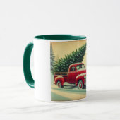 rode vrachtwagen met kerstboom mok (Voorkant links)