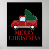 Rode vrachtwagen met kerstboom Poster (Voorkant)
