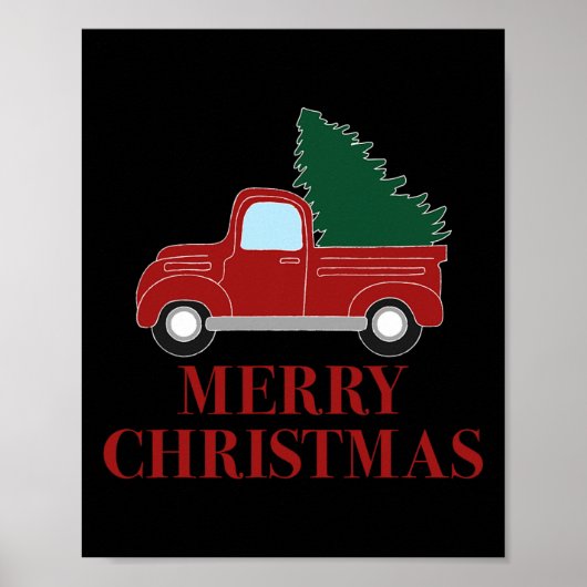  Rode vrachtwagen met kerstboom Poster (Voorkant)