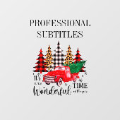 Rode vrachtwagen met kerstboom raamsticker (Vel)