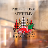 Rode  vrachtwagen met kerstboom raamsticker (Vel 2)