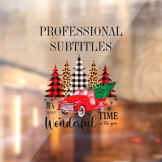 Rode vrachtwagen met kerstboom raamsticker (Vel 2)