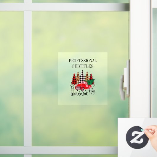 Rode  vrachtwagen met kerstboom raamsticker (Huis)