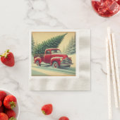  rode vrachtwagen met kerstboom servet (Insitu)