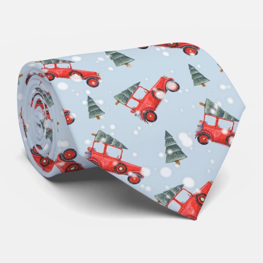  rode vrachtwagen met kerstboom stropdas (Opgerold)