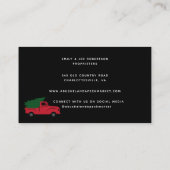 Rode  vrachtwagen met kerstboom visitekaartje (Achterkant)